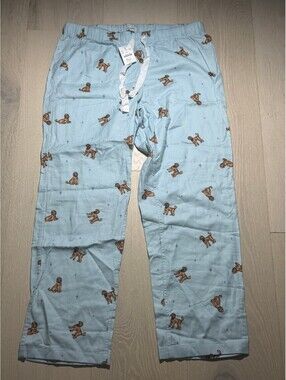 J.Crew Dog Print Pajama Pants Men’s Large Blue Cotton Sleep Lounge Pants NWT